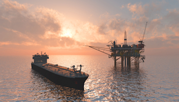 Tanker en olieplatform